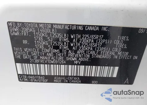 2013 Toyota Rav4 Le from USA, damaged, VIN 2T3BFREV1DW091264